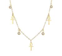 EUEAVAN Collar con cruz Ankh en forma de Y Llavero con ojo de Horus Colgante Cartucho Cadena larga Protección Amuleto copto africano Joyería religiosa del antiguo Egipto Regalo (Ankh Horus plata 2)