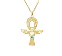 EUEAVAN Collar con cruz Ankh y escarabajo para mujer Llave de la vida Colgante de la diosa egipcia Isis Amuleto protector del antiguo Egipto Joyería religiosa Cartucho Regalo (oro)
