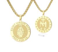 EUEAVAN Collar con cruz de la Virgen de Guadalupe Nuestra Señora de Guadalupe Madre María, colgante de doble cara, medalla milagrosa, amuleto cristiano, joyería de fe católica, regalo de bautismo para