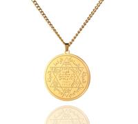 EUEAVAN Collar con llave de Salomón, colgante de sello de Salomón, talismán de protección, sellos de cábala, joyería oculta, regalo islámico, mujeres y hombres, Acero inoxidable, No es una piedra