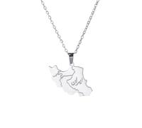 EUEAVAN Collar con mapa de Irán Colgante con bandera iraní Caligrafía persa Orgullo patriótico Paz Joyería Serie de recuerdos Regalos para mujeres y hombres («ایران» - Mapa de Irán plata)