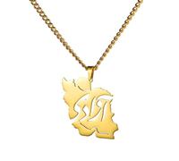EUEAVAN Collar con mapa de Irán Colgante con bandera iraní Caligrafía persa Orgullo patriótico Paz Joyería Serie de recuerdos Regalos para mujeres y hombres («آزادی» - Libertad oro)