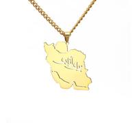 EUEAVAN Collar con mapa de Irán Colgante con bandera iraní Caligrafía persa Orgullo patriótico Paz Joyería Serie de recuerdos Regalos para mujeres y hombres (برای آزادی - Por la libertad oro)