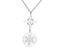 EUEAVAN Collar con nudo de bruja de Metatrón Triquetra Celta Trinidad Nudo De Bruja Colgante Geometría Sagrada Colgante Wicca Sello del Arcángel Talismán Joyería Regalos Irlandeses para Mujeres
