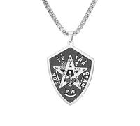 EUEAVAN Collar con pentagrama Tetragrammaton para hombre YHVH YHWH Jehová Colgante pentáculo Yeshua Bendita oración Nombres hebreos de Dios Amuleto Wicca Joyería Regalo para cristianos (Plata)
