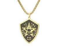 EUEAVAN Collar con pentagrama Tetragrammaton para hombre YHVH YHWH Jehová Colgante pentáculo Yeshua Bendita oración Nombres hebreos de Dios Amuleto Wicca Joyería Regalo para cristianos (Oro)