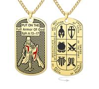 EUEAVAN Collar Cruzado Caballeros Templarios para Hombre Efesios 6:16-17 Armadura de Dios Cruz de Jerusalén Colgante Medalla Militar Medalla de San Amuleto Joyas católicas, Medium, Acero inoxidable