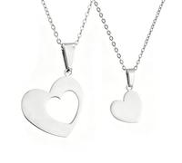 EUEAVAN Collar de Corazón Rompido Pendiente BFF para la Mejor Amiga Collar de Dos Corazones a Medio, Accesorios para Parejas, Regalo del Día de San Valentín，plata 2