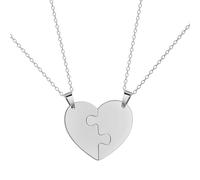 EUEAVAN Collar de Corazón Rompido Pendiente BFF para la Mejor Amiga Collar de Dos Corazones a Medio, Accesorios para Parejas, Regalo del Día de San Valentín，plata