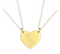 EUEAVAN Collar de Corazón Rompido Pendiente BFF para la Mejor Amiga Collar de Dos Corazones a Medio, Accesorios para Parejas, Regalo del Día de San Valentín，oro