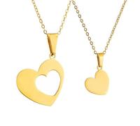 EUEAVAN Collar de Corazón Rompido Pendiente BFF para la Mejor Amiga Collar de Dos Corazones a Medio, Accesorios para Parejas, Regalo del Día de San Valentín，oro 2