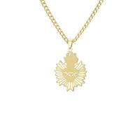 EUEAVAN Collar de corazón sagrado de Jesús con colgante de corona de espinas, dije de fe católica, amor de Dios, amuleto cristiano, joyería de regalo de Pascua para mujeres y hombres, Medio, Acero