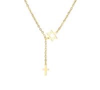 EUEAVAN Collar de cruz de estrella de David para mujer, hexagrama de seis puntas, colgante de estrella judía, cruz de Cristo, joyería religiosa cristiana, regalo de Israel Hanukkah, Medium, Acero