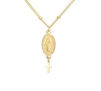 EUEAVAN Collar de cruz de la Virgen María para mujer, Virgen de Guadalupe, Nuestra Señora de Guadalupe, collar de la Madre María, colgante de medalla milagrosa, amuleto cristiano, joyería de fe