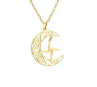 EUEAVAN Collar de cruz de Santa Brígida, colgante tradicional de Santa Brígida, amuleto de cruz celta irlandesa, joyería religiosa, regalo para mujeres y hombres, M, Acero inoxidable, No es una piedra