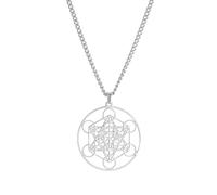 EUEAVAN Collar de cubo de Metatrón, cubo de geometría sagrada, sellos de arcángel y ángel, colgante de declaración de protección espiritual, talismán para mujer, Medium