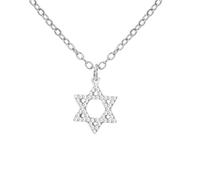EUEAVAN Collar de estrella de David para mujer, hexagrama de seis puntas, colgante de estrella judía, cruz de Cristo, joyería religiosa cristiana, regalo de Israel Hanukkah, Medium, Acero inoxidable