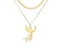 EUEAVAN Collar de fénix para mujer, collar de fénix ascendente, collar de Nirvana de Fénix, collar mitológico de pájaro fénix, colgante de pájaro de fénix, joyería inspiradora, Medium, Acero