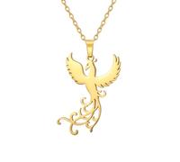 EUEAVAN Collar de fénix para mujeres Collar de fénix naciente Nirvana de fénix Collar de pájaro fénix mitológico Resurgir de las cenizas Joyería Regalos de inspiración, Medium, Acero inoxidable, Sin