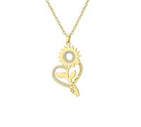 EUEAVAN Collar de girasol para mujer con diamantes de imitación You Are My Sunshine, colgante de corazón delicado trébol flor joyería regalos para mamá, M, Acero inoxidable, No es una piedra preciosa