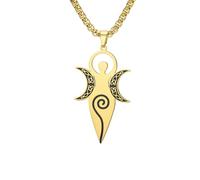 EUEAVAN Collar de la diosa celta de la fertilidad Colgante de la diosa de la triple luna en espiral Amuleto mágico pagano wiccano Joyería religiosa Regalo para mujeres y madres (oro 2)