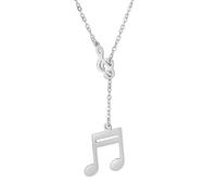 EUEAVAN Collar de notas musicales para mujer Clave de sol Colgante Joyería musical Regalo inspirador para amante de la música Profesora de música (plata)