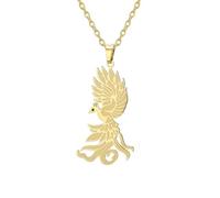 EUEAVAN Collar de Renacimiento de Fénix Collar de Ave Fénix Volador Colgante de Fénix Joyería de Renacimiento de las Cenizas Regalo para Mujeres, Medio, Acero inoxidable, Sin piedra preciosa