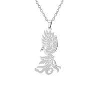 EUEAVAN Collar de Renacimiento de Fénix Collar de Ave Fénix Volador Colgante de Fénix Joyería de Renacimiento de las Cenizas Regalo para Mujeres, Medio, Acero inoxidable, Sin piedra preciosa