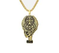 EUEAVAN Collar de San Miguel para hombre y mujer Colgante del arcángel Miguel Colgante amuleto antiguo vintage Joyería Regalo (Cadena de caja, Oro)