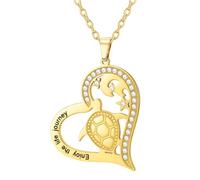 EUEAVAN Collar de tortuga, lindo animal Enjoy the Life Journey, estrellas, luna, colgante, mar, playa, océano, verano, vacaciones, joyería hawaiana, regalo de la suerte para los amantes del océano