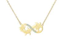 EUEAVAN Collar de tortuga marina para mujer Colgante de piedra lunar azul con forma de ola infinita Joyas con animales bonitos Regalos de verano para amantes del mar (oro 2)