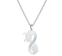 EUEAVAN Collar de tortuga marina para mujer Colgante de piedra lunar azul con forma de ola infinita Joyas con animales bonitos Regalos de verano para amantes del mar (plata 2)