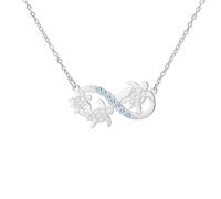 EUEAVAN Collar de tortuga marina para mujer Colgante de piedra lunar azul con forma de ola infinita Joyas con animales bonitos Regalos de verano para amantes del mar (plata)