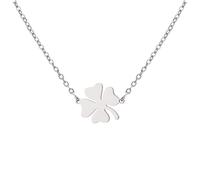 EUEAVAN Collar de trébol de cuatro hojas, colgante de trébol de la buena suerte, joyería de la amistad, accesorios del día de San Patricio, regalo irlandés para mujer, M, Acero inoxidable, No es una