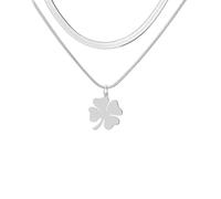 EUEAVAN Collar de trébol de cuatro hojas, colgante de trébol de la buena suerte, joyería de la amistad, accesorios del día de San Patricio, regalo irlandés para mujer, M, Acero inoxidable, No es una
