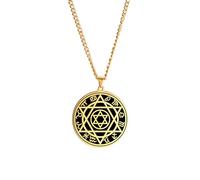 EUEAVAN Collar hexagonal con sello de Salomón para hombre, estrella de David, 12 signos del zodiaco, amuleto de protección de pentagrama, amuleto de poder antiguo, nombre de Dios, joyería judía wicca