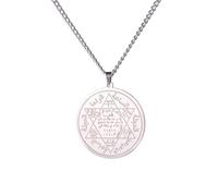 EUEAVAN Collar Llave de Salomón Colgante Sello de Salomón Talismán de protección Sellos Joyería mística judía Regalo islámico Mujeres Hombres (plata)