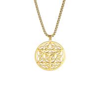 EUEAVAN Collar Merkabah Collar Flor de la Vida para mujer Geometría sagrada Colgante Metatrón Merkaba Merkavah Amuleto de la suerte Amuleto protector Joyería cabalística Regalo espiritual para hombre
