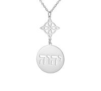 EUEAVAN Collar Nudo de Bruja Jehová Nudo De Bruja YHVH YHWH Yeshua Tetragrammaton Pentagrama Colgante Salomón Wicca Amuleto Religiones Joyería Wicca Regalo (Nudo de bruja 2, Plata)