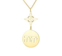 EUEAVAN Collar Nudo de Bruja Jehová Nudo De Bruja YHVH YHWH Yeshua Tetragrammaton Pentagrama Colgante Salomón Wicca Amuleto Religiones Joyería Wicca Regalo (Nudo de bruja 1, Oro)