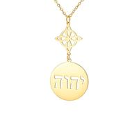 EUEAVAN Collar Nudo de Bruja Jehová Nudo De Bruja YHVH YHWH Yeshua Tetragrammaton Pentagrama Colgante Salomón Wicca Amuleto Religiones Joyería Wicca Regalo (Nudo de bruja 2, Oro)