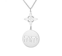 EUEAVAN Collar Nudo de Bruja Jehová Nudo De Bruja YHVH YHWH Yeshua Tetragrammaton Pentagrama Colgante Salomón Wicca Amuleto Religiones Joyería Wicca Regalo (Nudo de bruja 1, Plata)