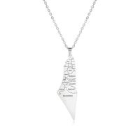 EUEAVAN Collar Palestina para mujer Collar con mapa de Israel Bandera de Israel Mapa del país Mapa de Palestina Contorno del mapa del país Joyería para hombre (mapa plata)