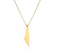 EUEAVAN Collar Palestina para mujer Collar con mapa de Israel Bandera de Israel Mapa del país Mapa de Palestina Contorno del mapa del país Joyería para hombre (mapa oro3)