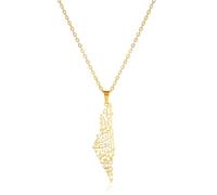 EUEAVAN Collar Palestina para mujer Collar con mapa de Israel Bandera de Israel Mapa del país Mapa de Palestina Contorno del mapa del país Joyería para hombre (Ayatul Kursi mapa oro)