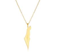 EUEAVAN Collar Palestina para mujer Collar con mapa de Israel Bandera de Israel Mapa del país Mapa de Palestina Contorno del mapa del país Joyería para hombre (mapa collar oro)