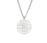 EUEAVAN Collar Sri Yantra Chakra para mujeres y hombres Colgante talismán amuleto Sri Yantra Collar de geometría sagrada Símbolo del hinduismo Joyería sagrada para la meditación hindú