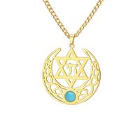 EUEAVAN Estrella de David Collar Cábala Hebreo Letra Chai Colgante Clásico Judío Estrella Token Amuleto Celta Estrella de David Joyería Cristiana Hanukkah Regalo (oro 2)