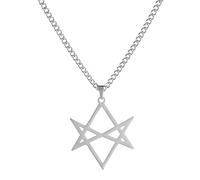 EUEAVAN Hexagram Collar Colgante Hexagram Celtic Religious Symbols Jewish Israel Star of David Charm Necklace Minimalist Small Flower Acero inoxidable