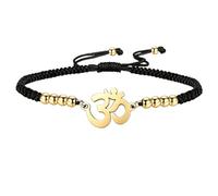 EUEAVAN Hindú OM OHM AUM Sánscrito Símbolos Espiritual Pulsera suerte Pareja Encanto Jade Hilo Bangle Yoga Amuleto Tobilleras Accesorios de Joyería